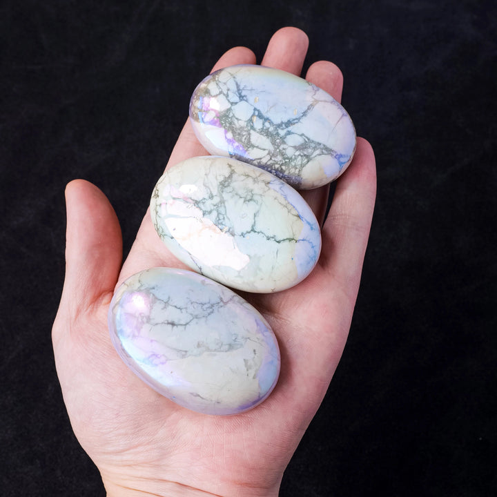 Aura Coated Howlite Palm Stones – Peace, Spiritual Awareness & Energy Amplification - Light Of Twelve