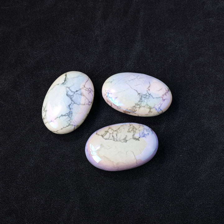 Aura Coated Howlite Palm Stones – Peace, Spiritual Awareness & Energy Amplification - Light Of Twelve