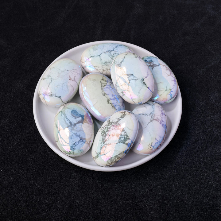 Aura Coated Howlite Palm Stones – Peace, Spiritual Awareness & Energy Amplification - Light Of Twelve