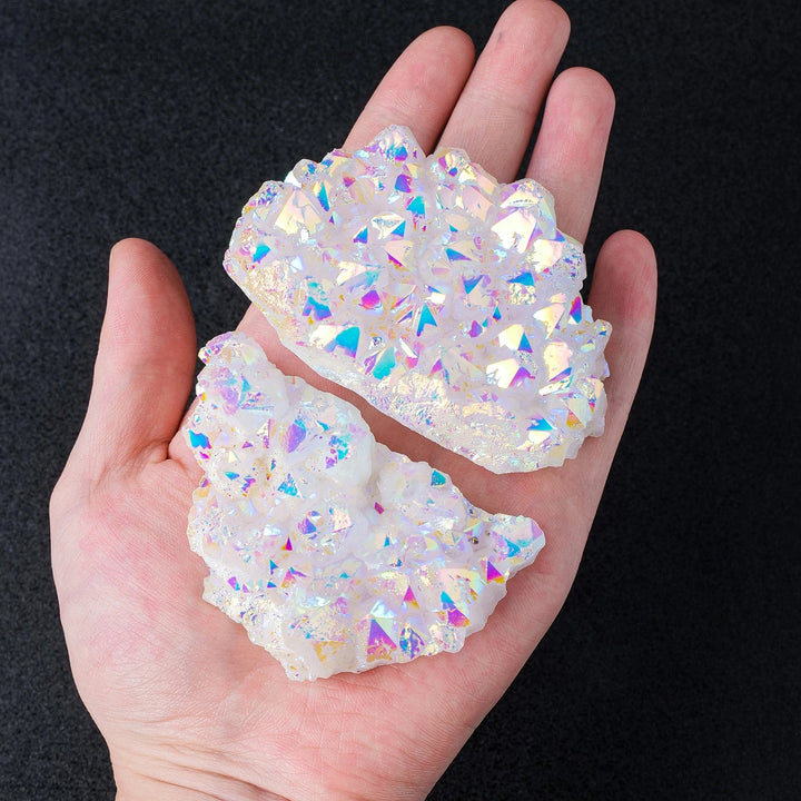 Aura Coated White Quartz Clusters - Elevate Energy with Celestial Beauty - Light Of Twelve