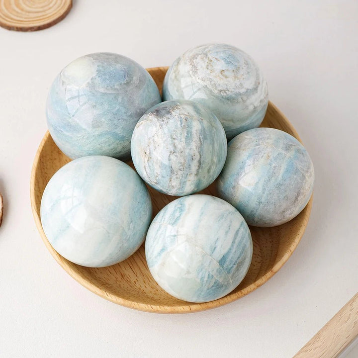 Blue Calcite Spheres - Soothing Energy for Emotional Healing and Clarity - Light Of Twelve