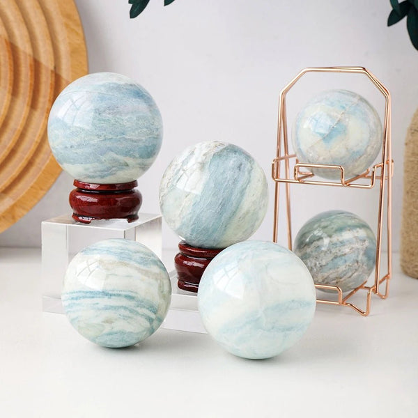 Blue Calcite Spheres - Soothing Energy for Emotional Healing and Clarity - Light Of Twelve