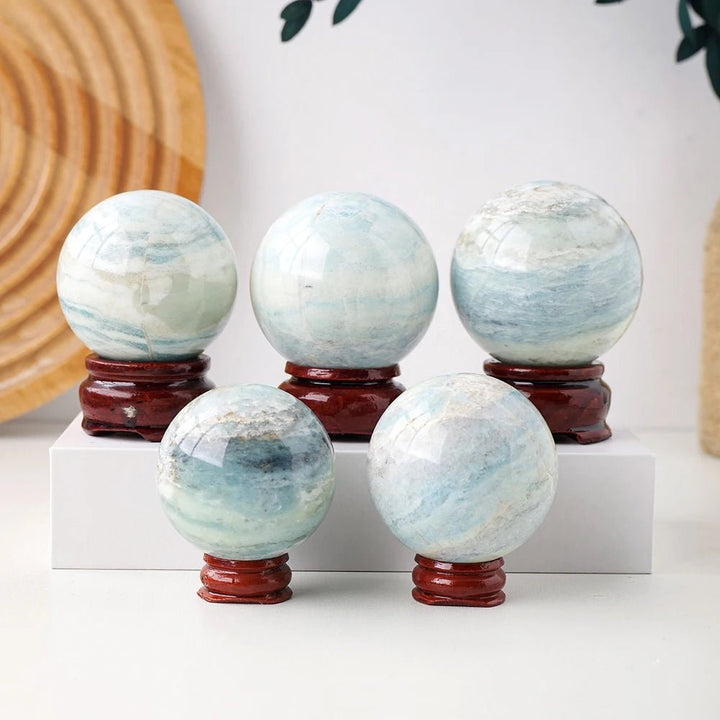 Blue Calcite Spheres - Soothing Energy for Emotional Healing and Clarity - Light Of Twelve