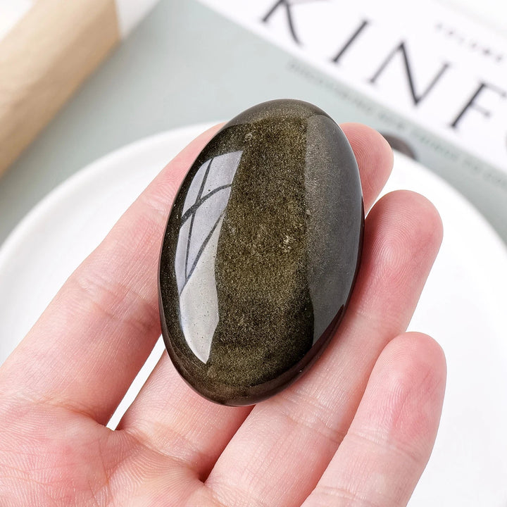 Golden Sheen Obsidian Worry Stones – Protection, Transformation & Stress Relief - Light Of Twelve