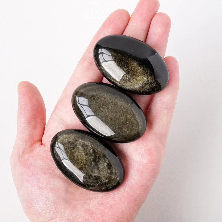 Golden Sheen Obsidian Worry Stones – Protection, Transformation & Stress Relief - Light Of Twelve