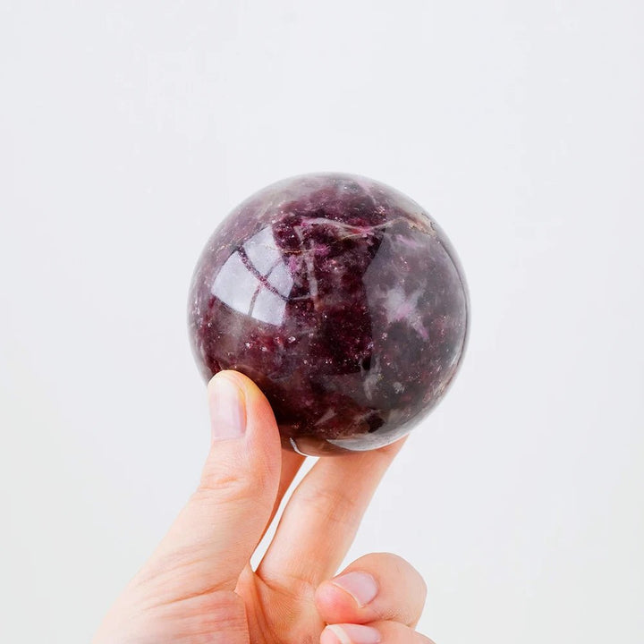 Lepidolite Quartz (Lepidolite in Pegmatite) Spheres – Calming, Emotional Healing & Spiritual Insight - Light Of Twelve