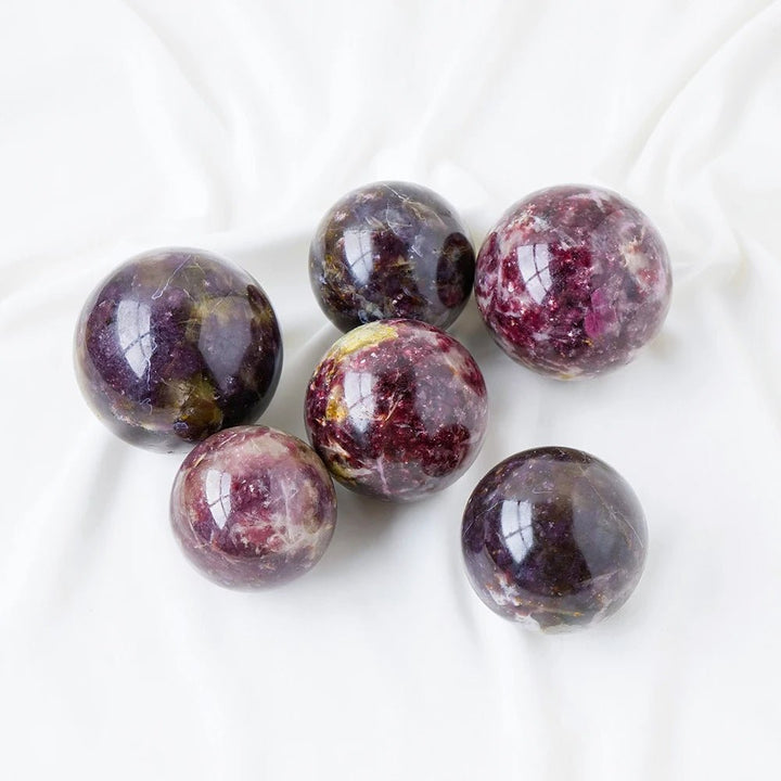 Lepidolite Quartz (Lepidolite in Pegmatite) Spheres – Calming, Emotional Healing & Spiritual Insight - Light Of Twelve