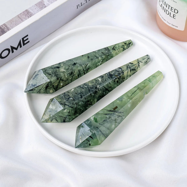 Prehnite with Epidote Wand – Healing, Manifestation, and Spiritual Growth - Light Of Twelve