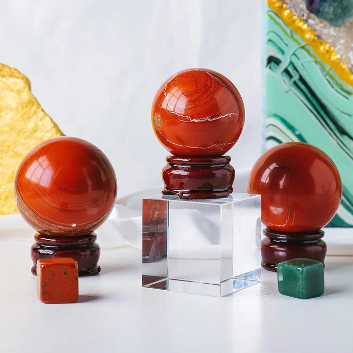 Red Jasper Crystal Balls - Strength, Courage & Grounding Energy - Light Of Twelve