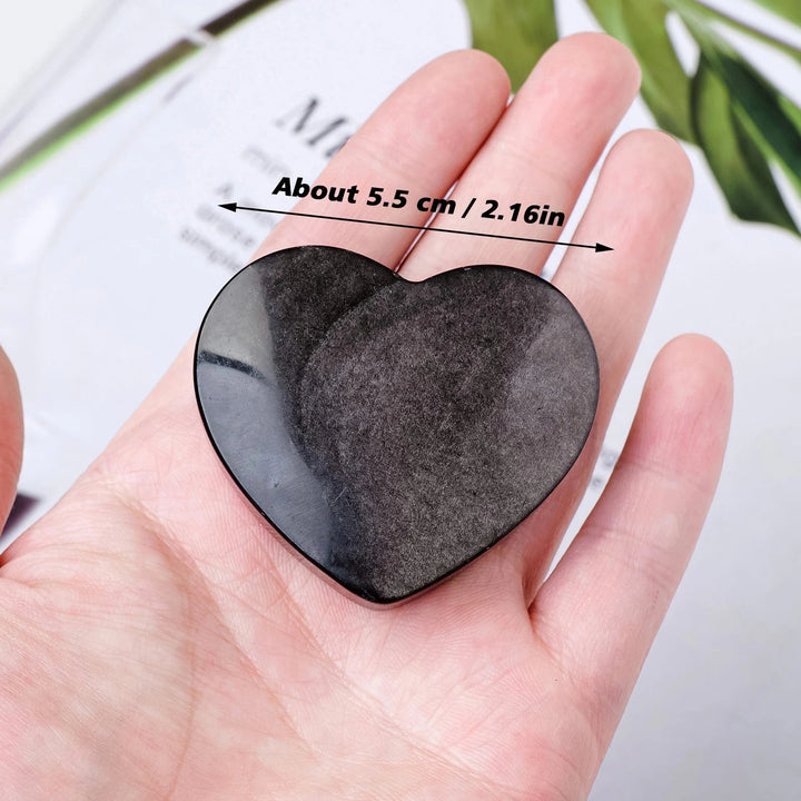 Silver Sheen Obsidian Heart and Palm Stones – Balance, Clarity & Introspection - Light Of Twelve