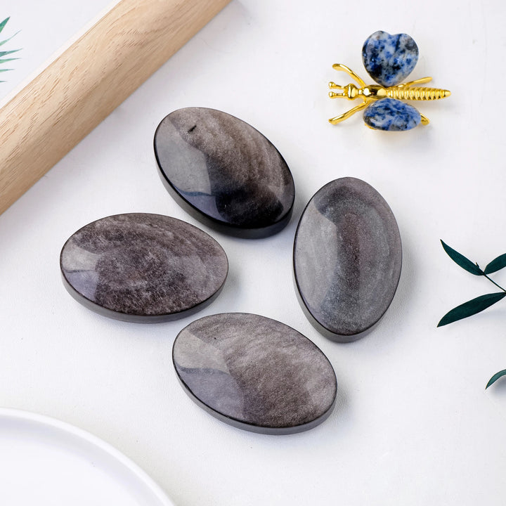 Silver Sheen Obsidian Heart and Palm Stones – Balance, Clarity & Introspection - Light Of Twelve