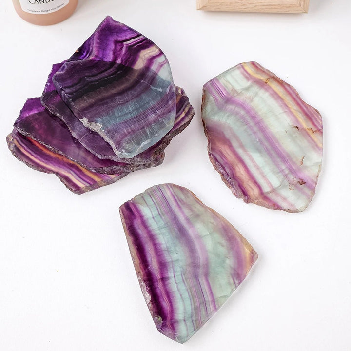 Watermelon Fluorite Slice - Energize and Harmonize Your Space with Vibrant Color and Clarity - Light Of Twelve