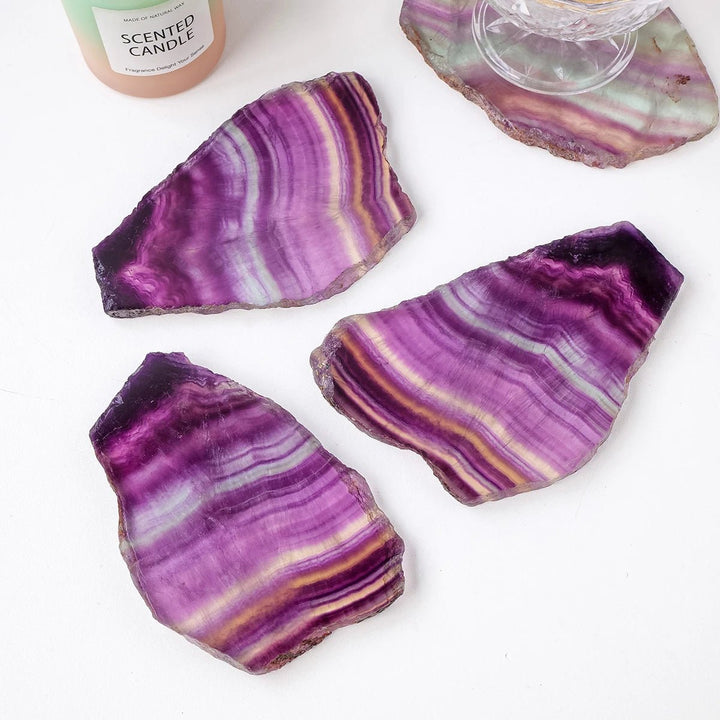 Watermelon Fluorite Slice - Energize and Harmonize Your Space with Vibrant Color and Clarity - Light Of Twelve