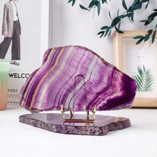 Watermelon Fluorite Slice - Energize and Harmonize Your Space with Vibrant Color and Clarity - Light Of Twelve