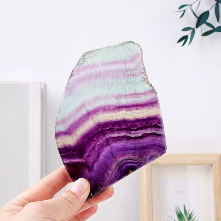 Watermelon Fluorite Slice - Energize and Harmonize Your Space with Vibrant Color and Clarity - Light Of Twelve