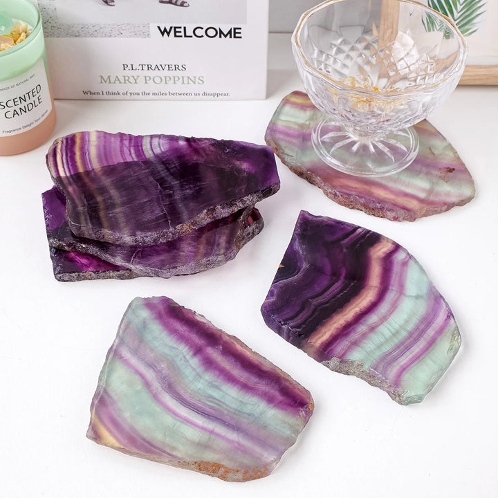 Watermelon Fluorite Slice - Energize and Harmonize Your Space with Vibrant Color and Clarity - Light Of Twelve