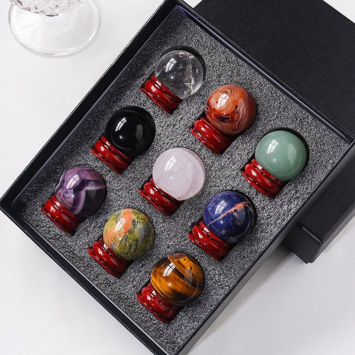 9 Crystal Ball Gift Set – Healing, Balance & Clarity - Light Of Twelve