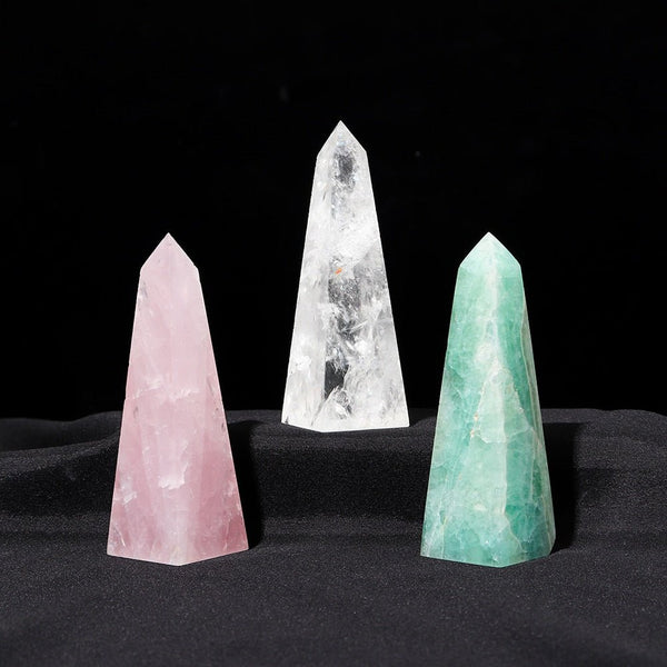 Amazonite, Clear Quartz & Rose Quartz Crystal Points - Light Of Twelve