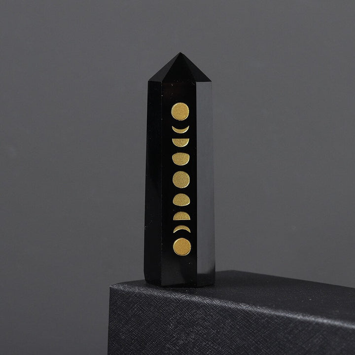 Captivating Black Obsidian & Tigers Eye Moon Phase Towers - Light Of Twelve