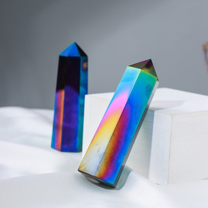 Dazzling Electroplated Obsidian Towers for Spiritual Protection - Light Of Twelve