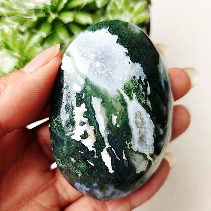 Druzy Moss Agate Palm Stones - Light Of Twelve