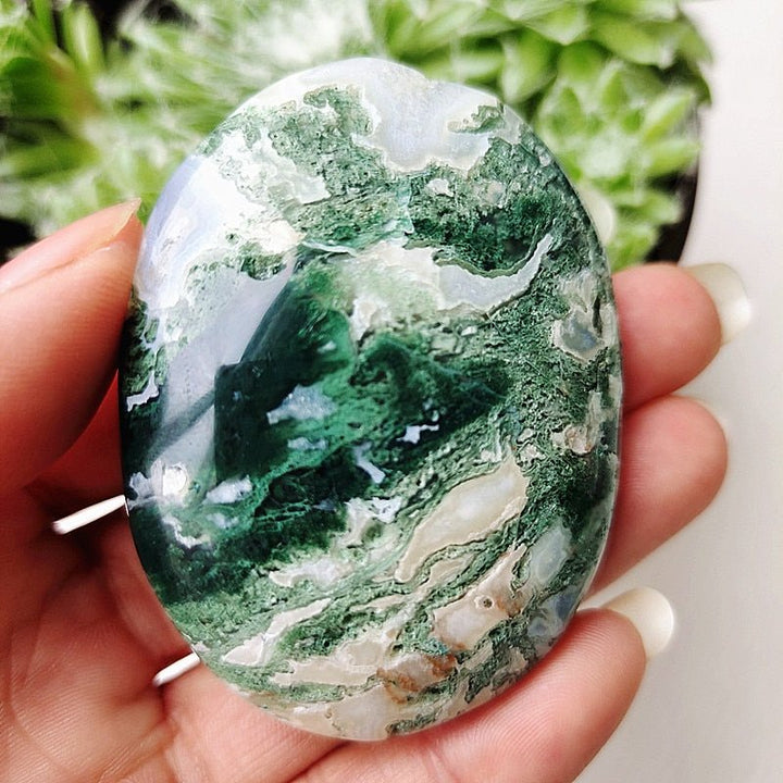 Druzy Moss Agate Palm Stones - Light Of Twelve