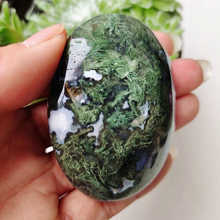 Druzy Moss Agate Palm Stones - Light Of Twelve