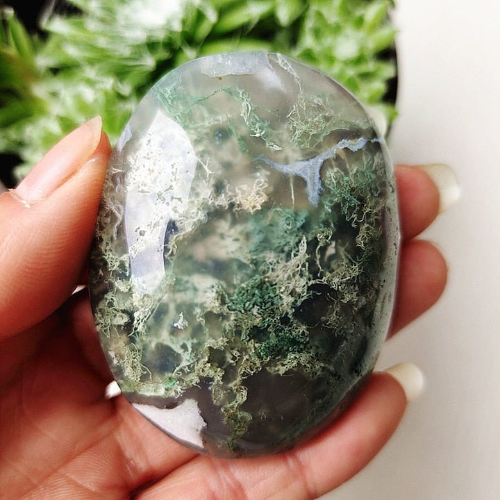 Druzy Moss Agate Palm Stones - Light Of Twelve