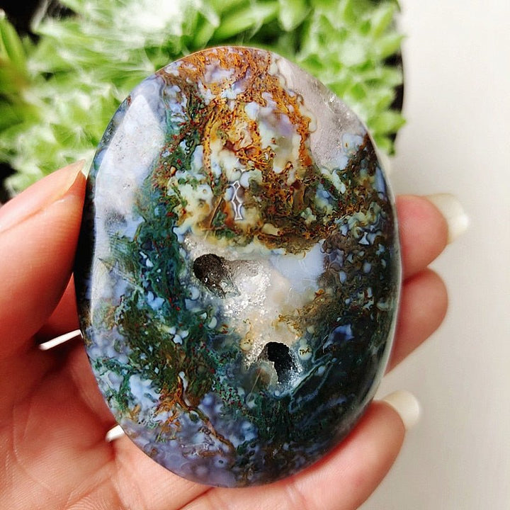 Druzy Moss Agate Palm Stones - Light Of Twelve