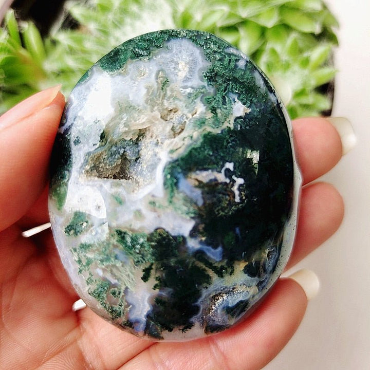 Druzy Moss Agate Palm Stones - Light Of Twelve