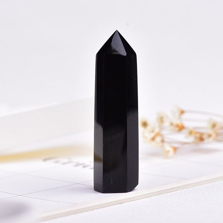 Elegant Black Obsidian Stone Towers for Grounding Energy - Light Of Twelve
