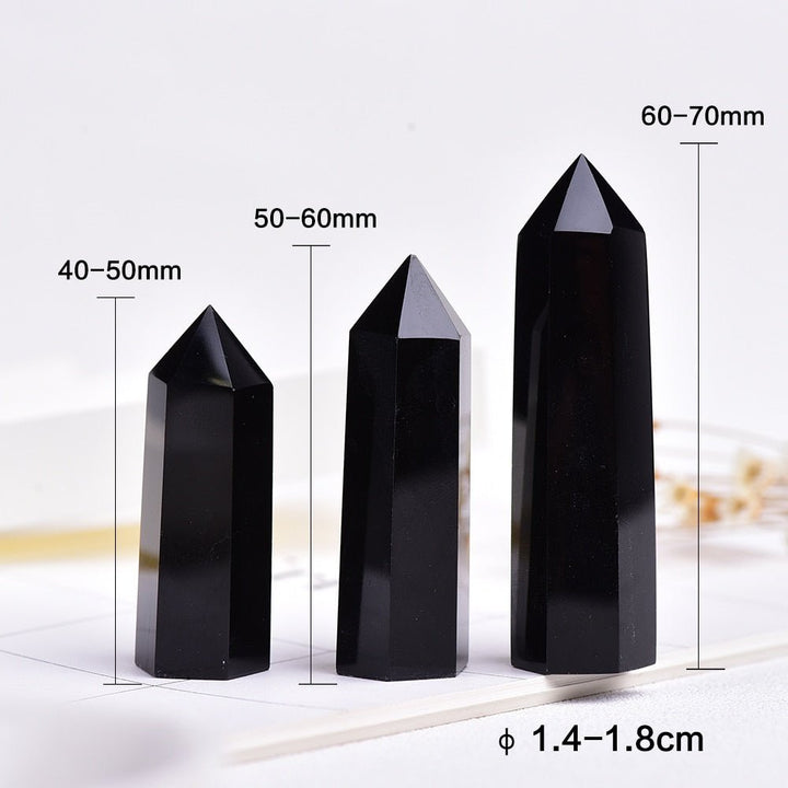 Elegant Black Obsidian Stone Towers for Grounding Energy - Light Of Twelve