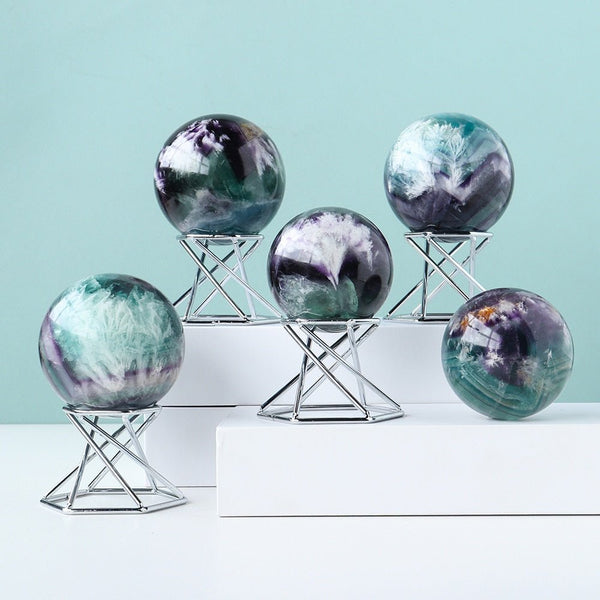 Feather Fluorite Crystal Balls – Enhance Focus, Meditation & Home - Light Of Twelve