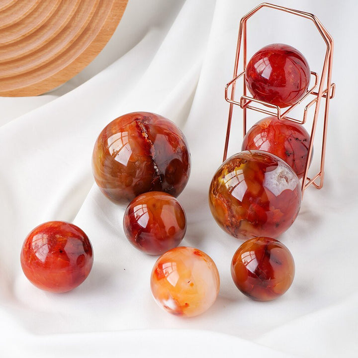 Glowing Carnelian Agate Crystal Balls for Creativity & Courage - Light Of Twelve