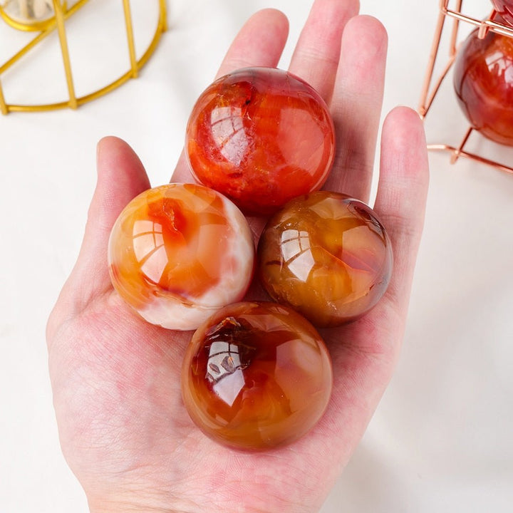 Glowing Carnelian Agate Crystal Balls for Creativity & Courage - Light Of Twelve