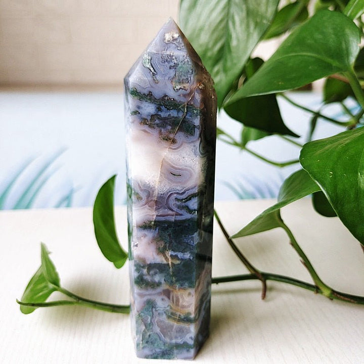 Large Moss Agate Tower - Light Of Twelve