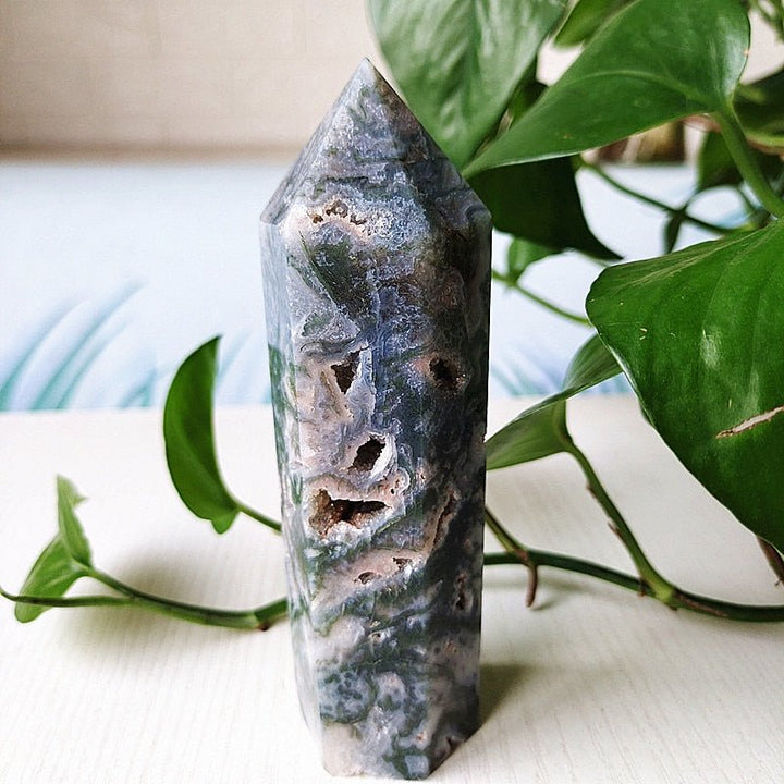 Large Moss Agate Tower - Light Of Twelve