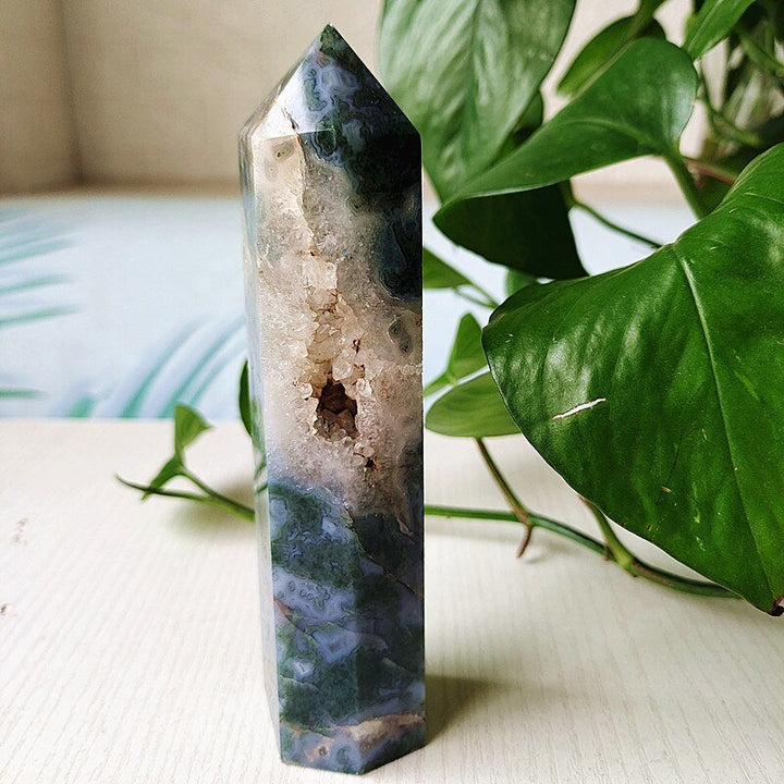 Large Moss Agate Tower - Light Of Twelve