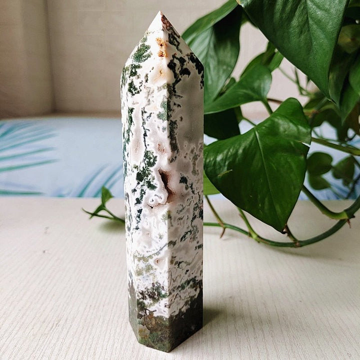 Large Moss Agate Tower - Light Of Twelve