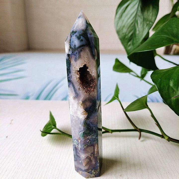 Large Moss Agate Tower - Light Of Twelve