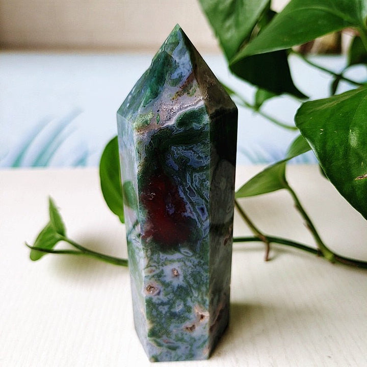 Large Moss Agate Tower - Light Of Twelve