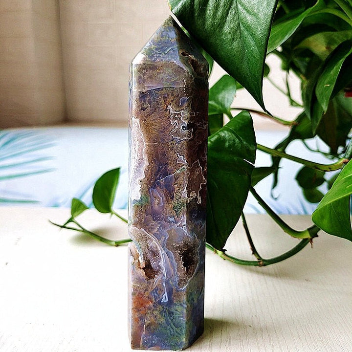 Large Moss Agate Tower - Light Of Twelve