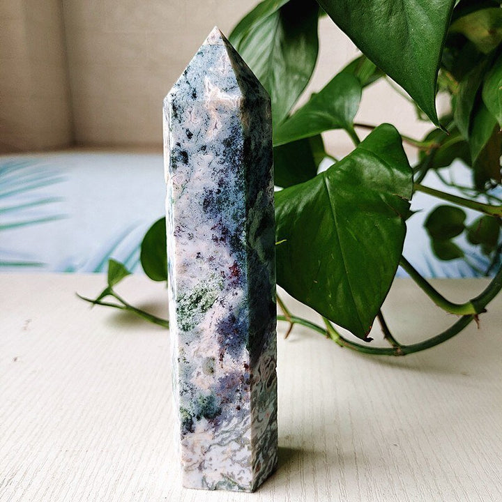 Large Moss Agate Tower - Light Of Twelve