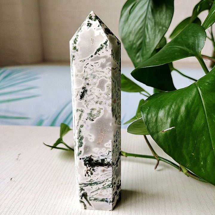 Large Moss Agate Tower - Light Of Twelve