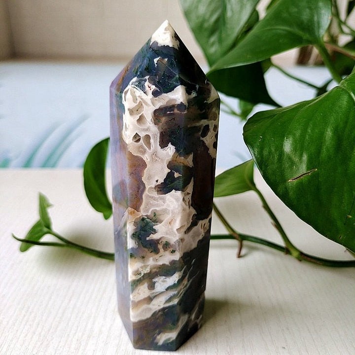 Large Moss Agate Tower - Light Of Twelve