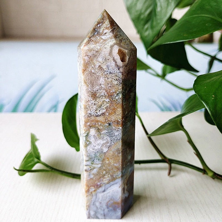 Large Moss Agate Tower - Light Of Twelve