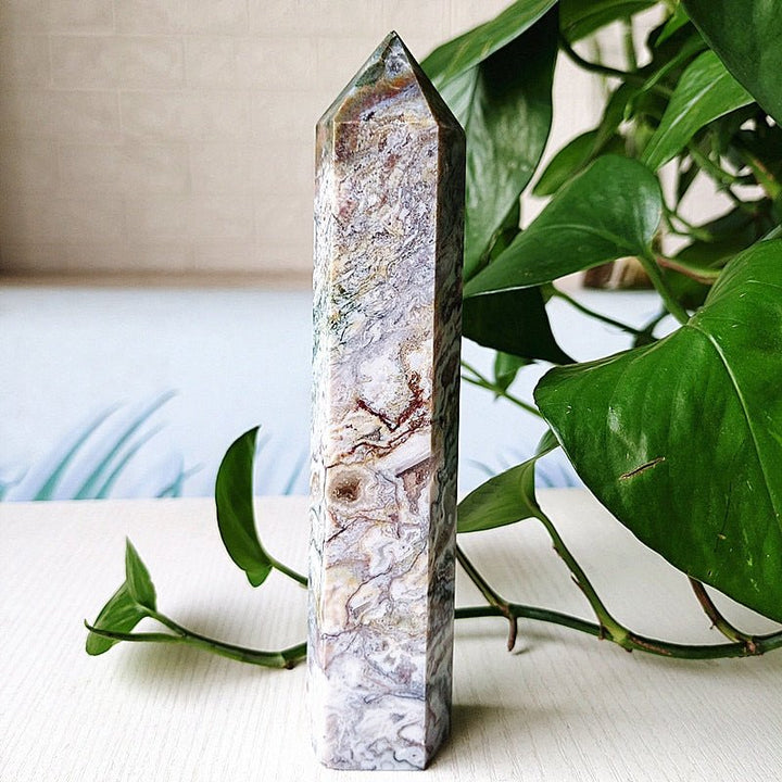 Large Moss Agate Tower - Light Of Twelve