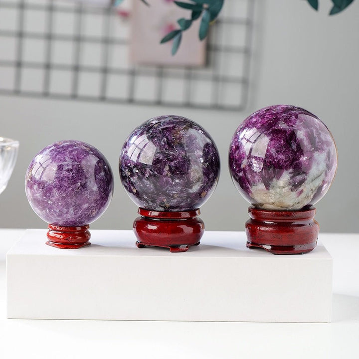 Lepidolite Spheres - Experience Calm, Tranquility, and Emotional Balance with These Soothing Crystal Orbs - Light Of Twelve