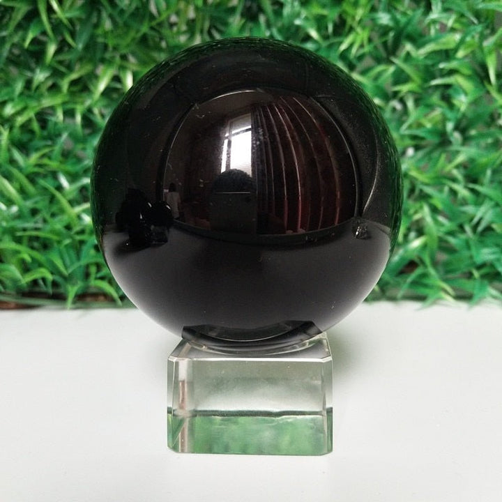 Majestic Black Obsidian Crystal Ball for Protection & Grounding - Light Of Twelve