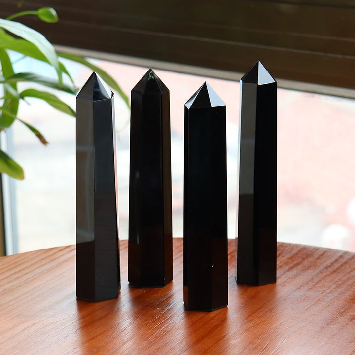 Majestic Black Obsidian Stone Tower for Spiritual Growth - Light Of Twelve